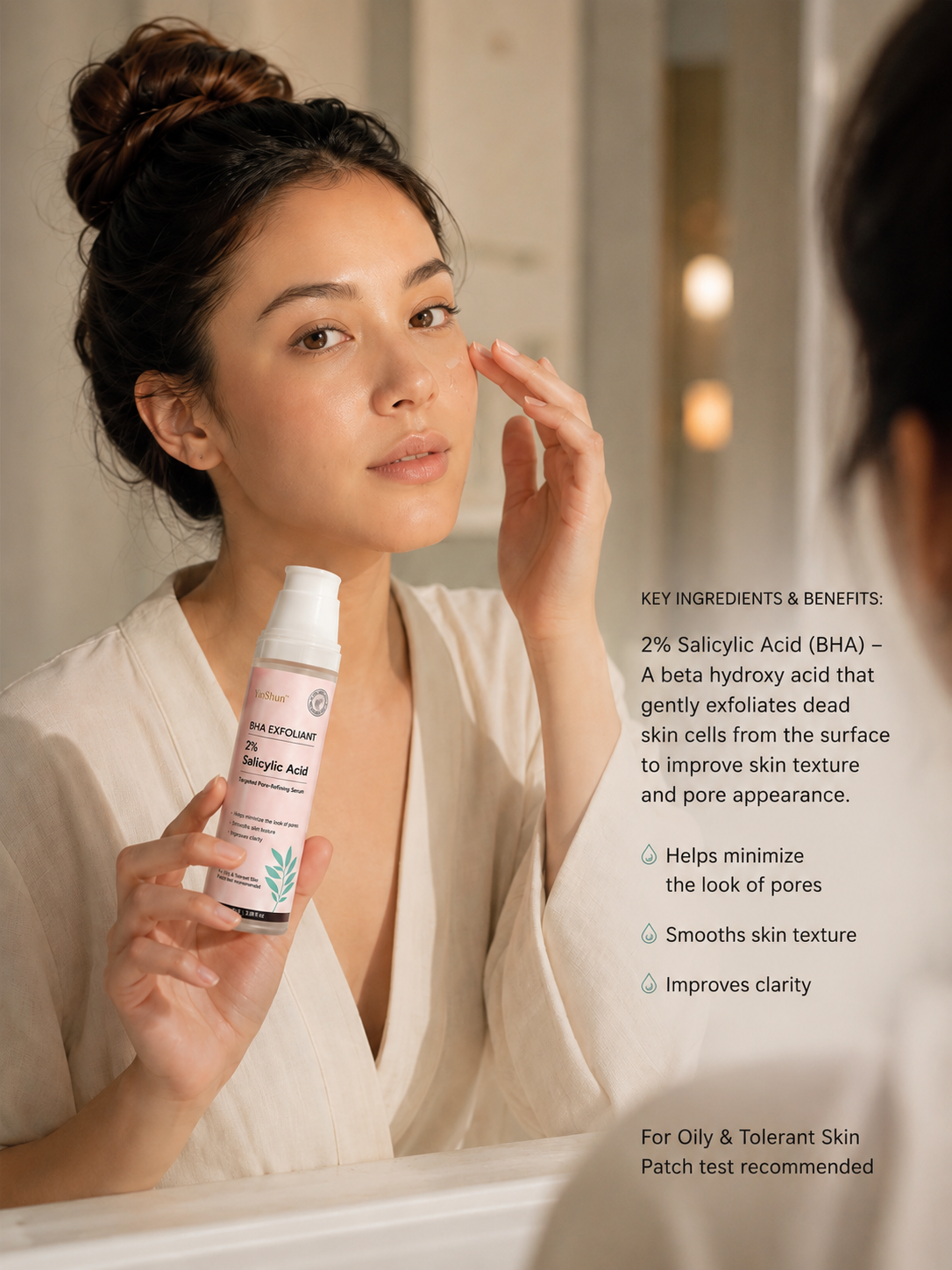 YinShun BHA Exfoliant 2% Salicylic Acid - Targeted Pore-Refining Serum for Oily & Congested-Looking Skin, Helps Minimize the look of Pores & Smooth Texture, 3.38 fl oz